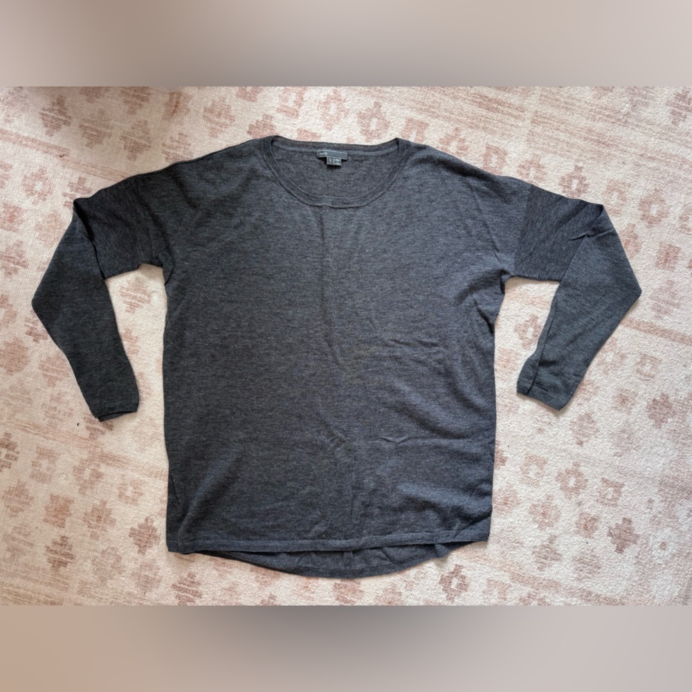 Vince Charcoal Cashmere Blend Lightweight Crewneck Sweater